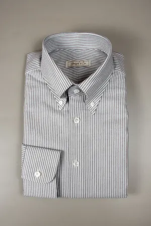 Thomas Mason Grey Stripes American Oxford Cotton Shirt MSC1743