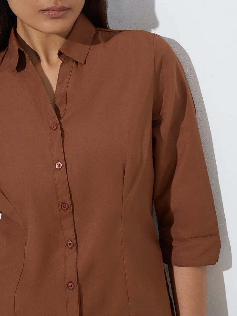 Wardrobe Brown Solid Shirt
