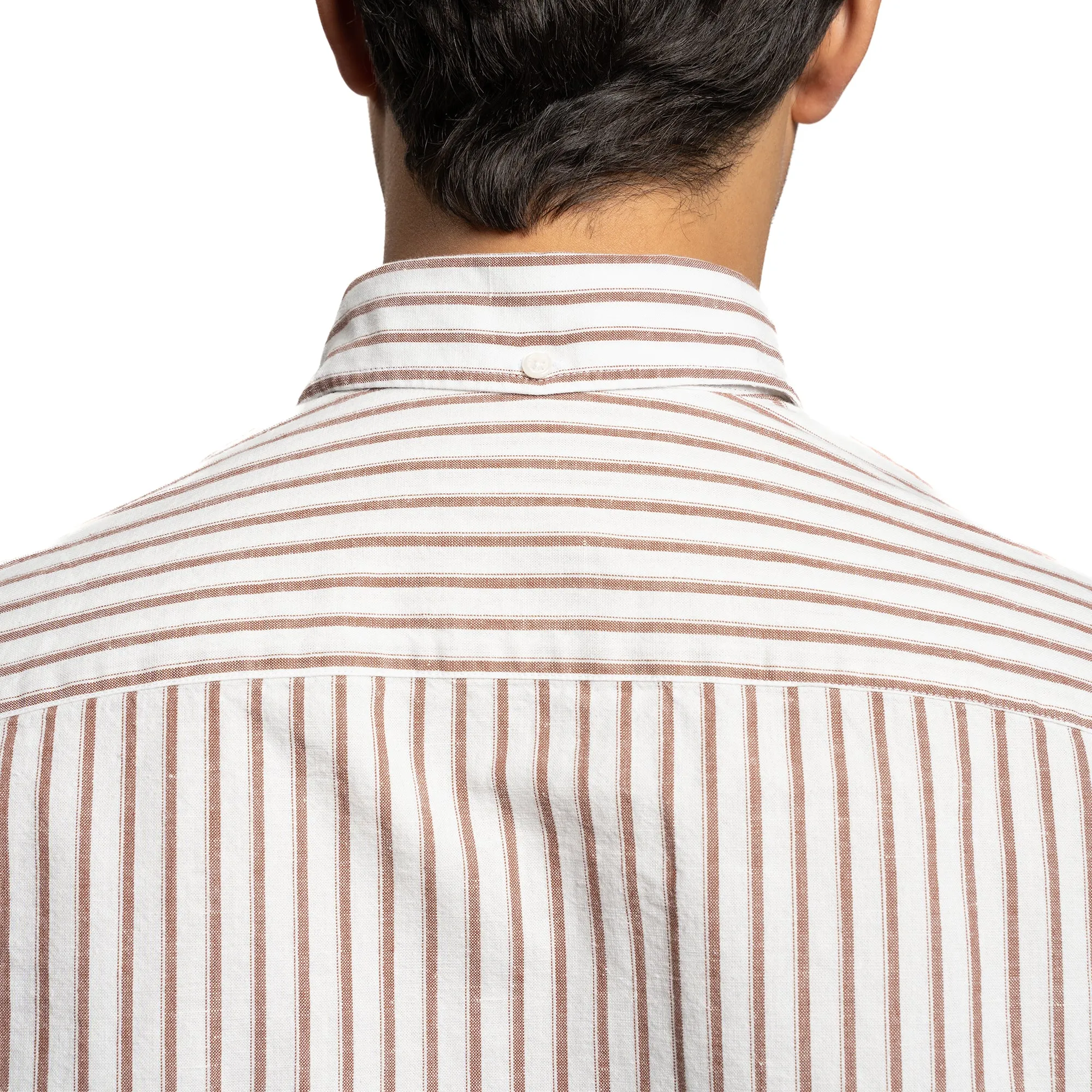 Weekend Linen Shirts - White Burgundy Stripe