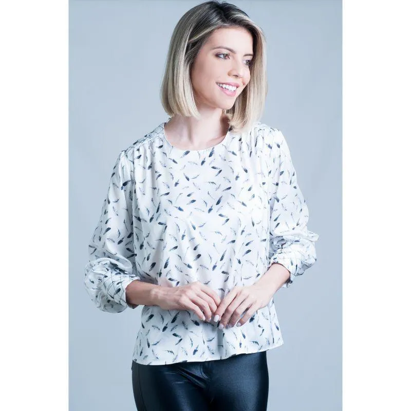 William Powell Ladies Satin Blouse - Feathers