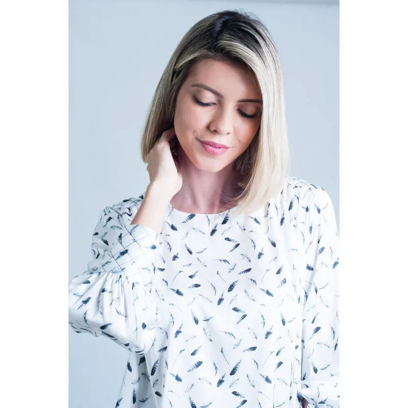 William Powell Ladies Satin Blouse - Feathers