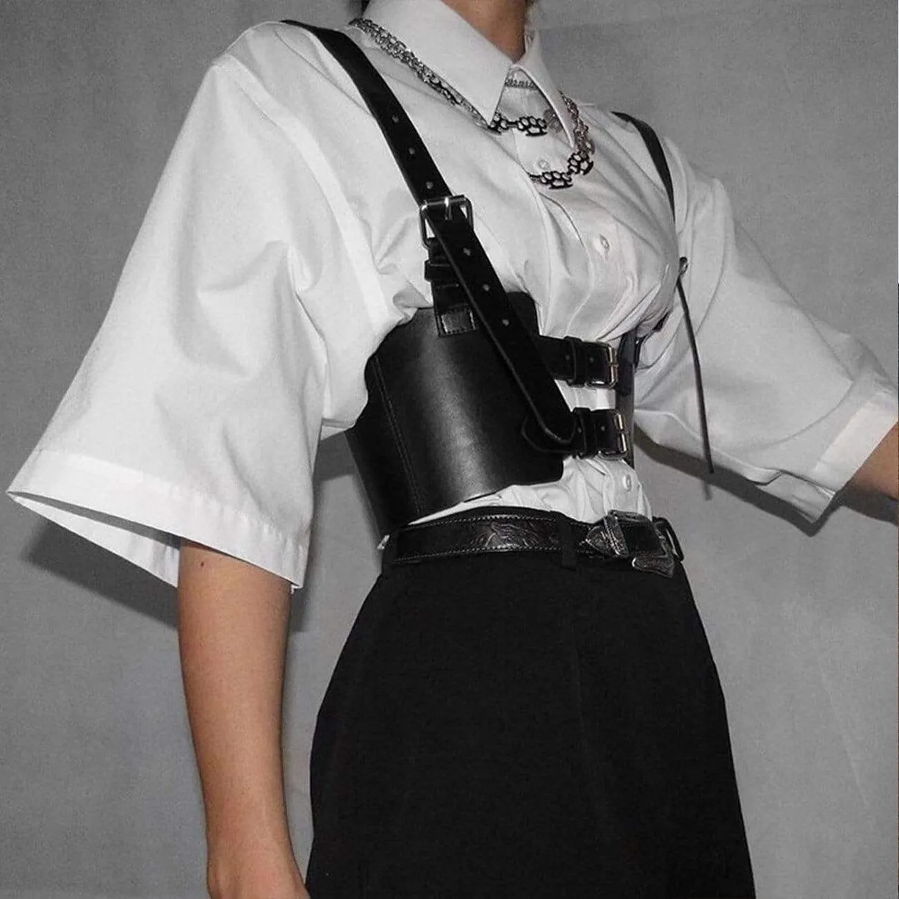 WLS Personalized Punk Strap PU Sling Vest