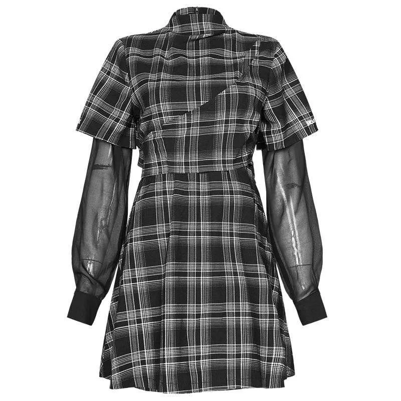Women's Gothic Ripped Dresses Splicing Mesh T-shirts